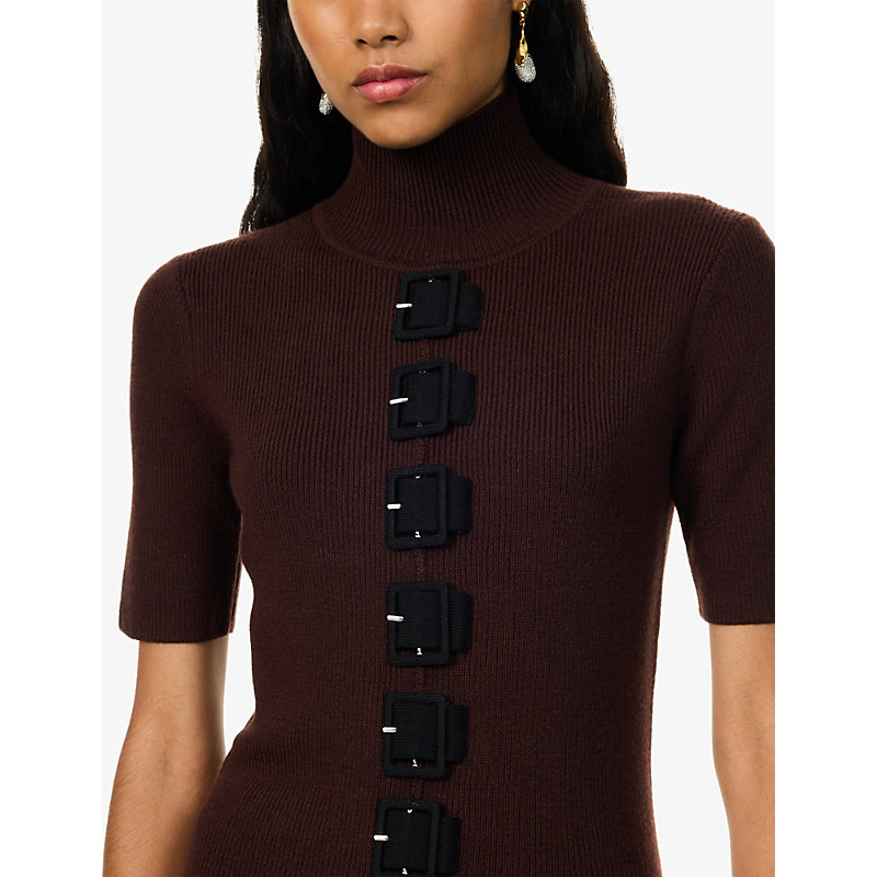 Womens Silvina Buckle-Embellished Wool Top
