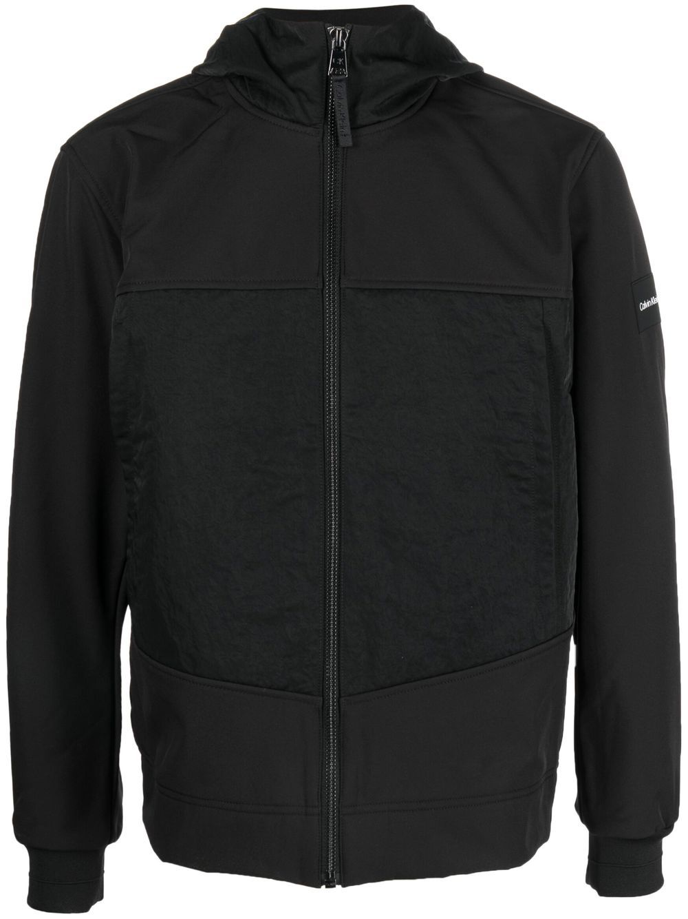 Heavy-crinkle hooded jacket - Black