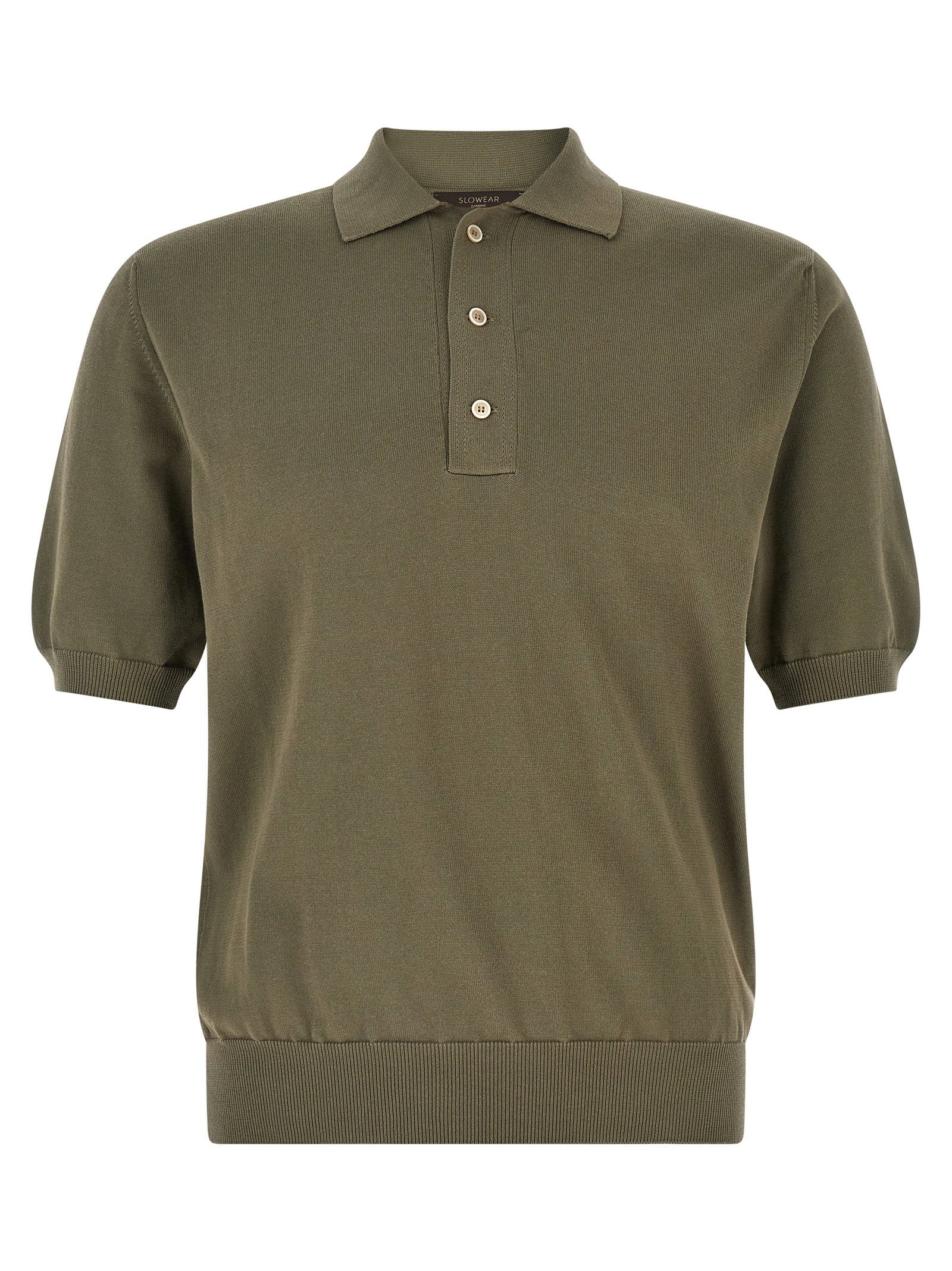 Cotton Knit Polo Shirt — Olive