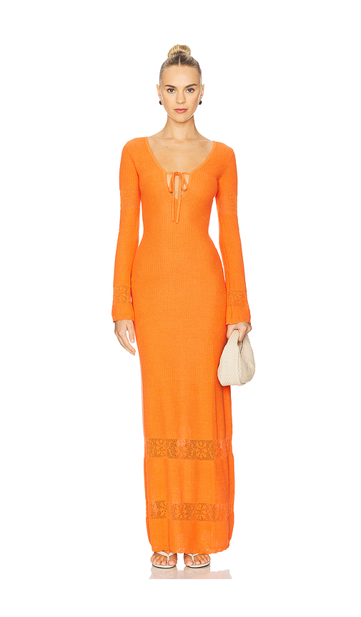 ASTA RESORT Rita Crochet Dress in Tangerine. XL also in L, M