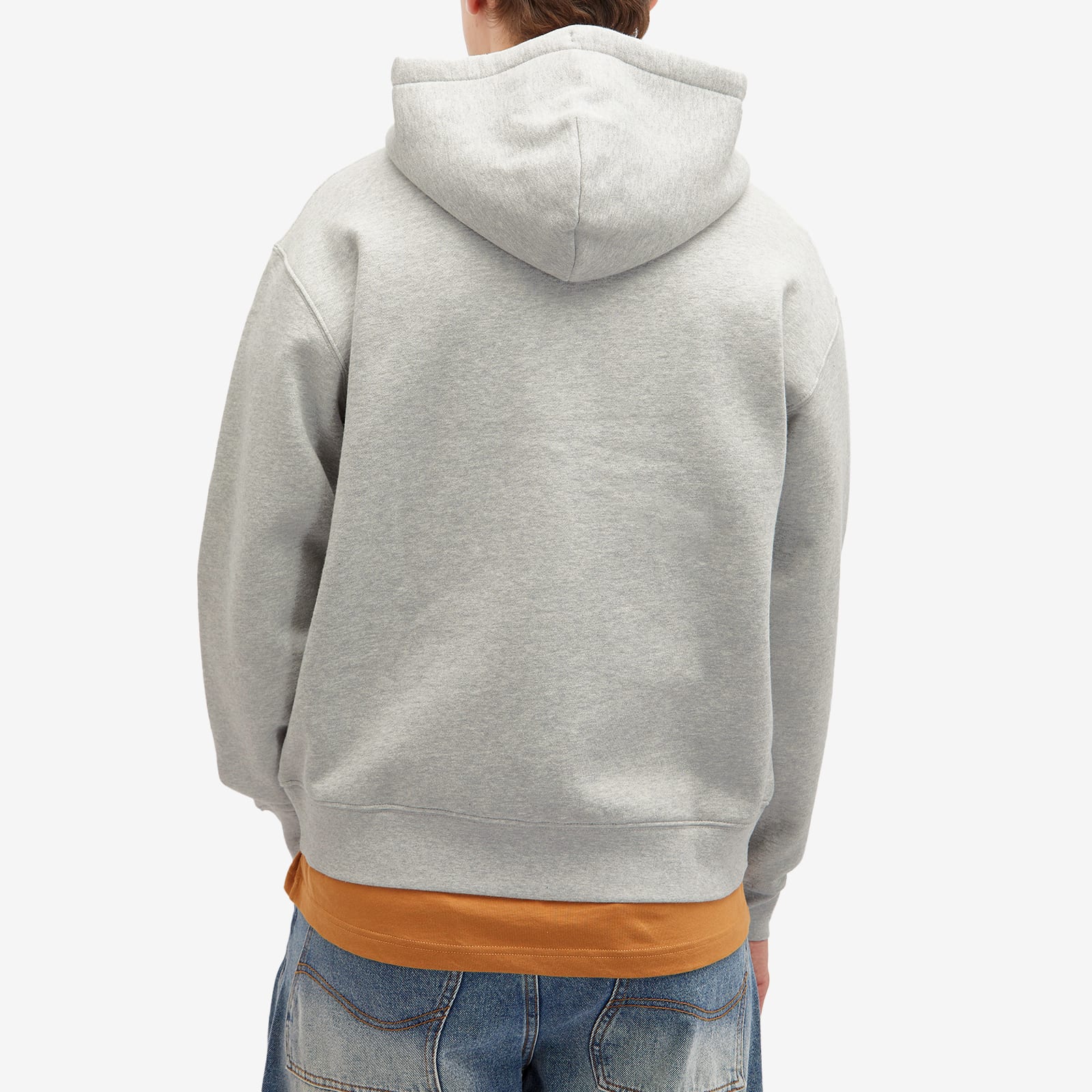 Men's Cursive Small Logo Zip-Hoodie in Heather Gray