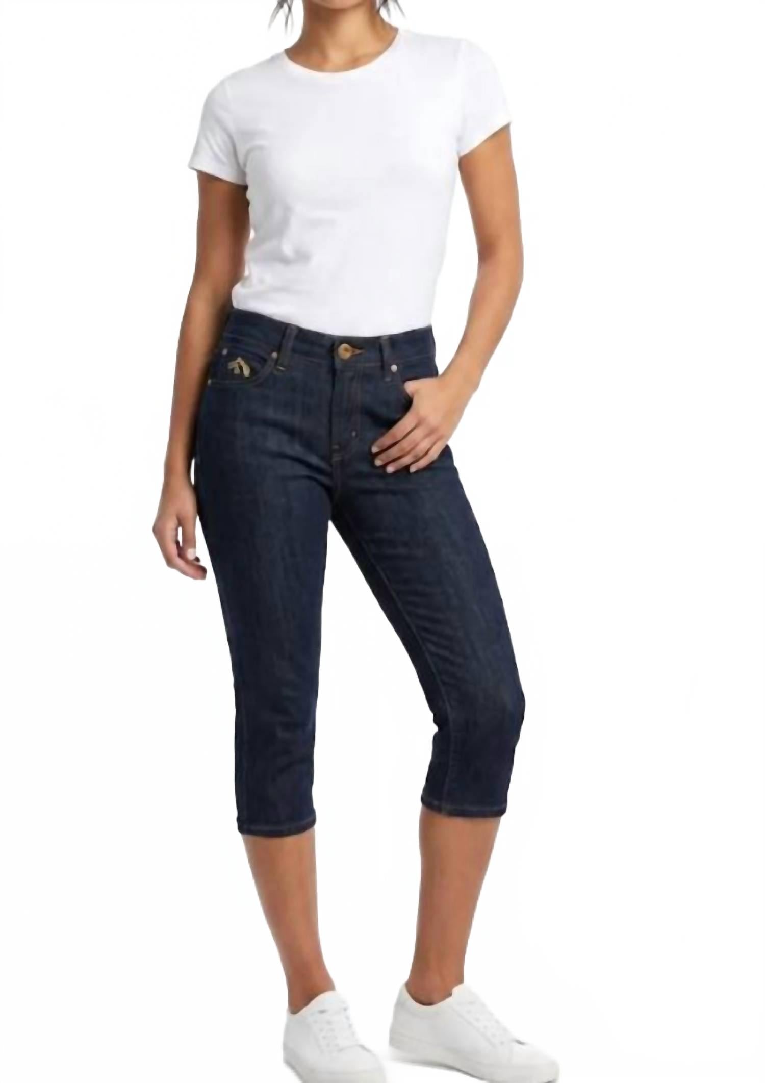 Lurex Capri Casual Pant In Blue