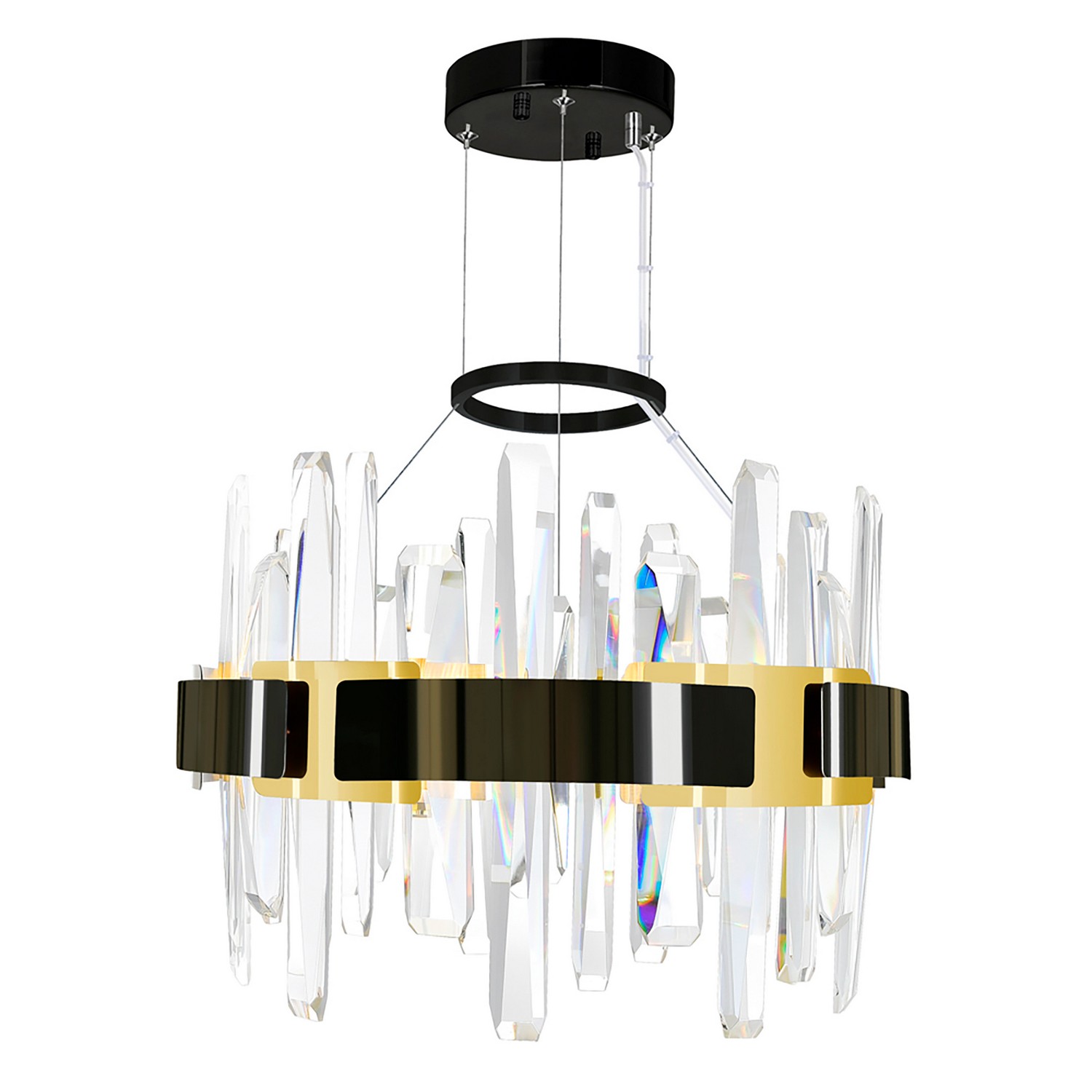 Pearl Black & Titanium Gold LED Chandelier from the Aya Collection