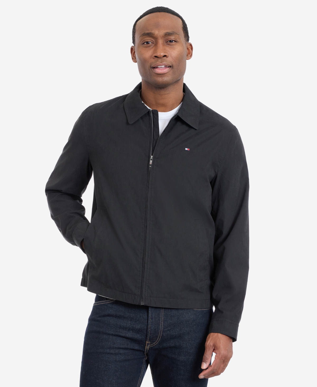 Men's Wind Resistant Golf Long-Sleeve Jacket - Black