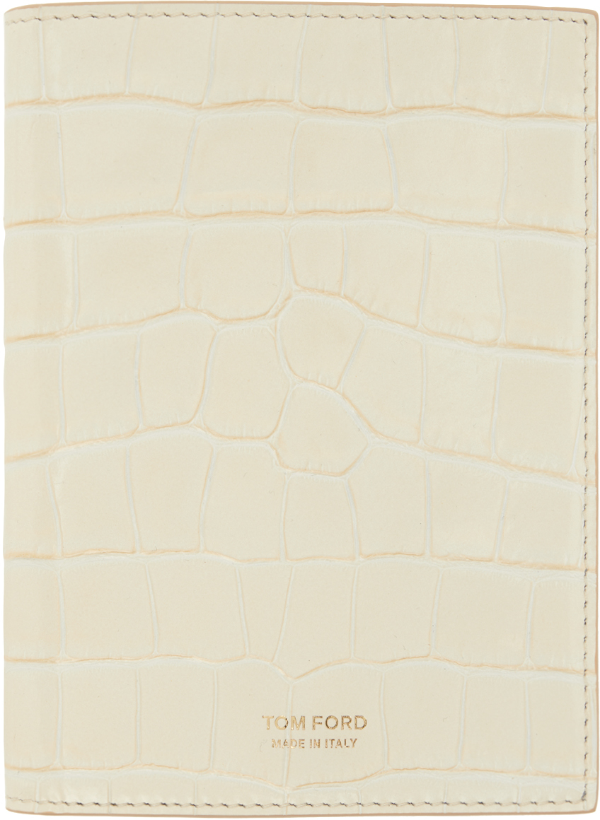 TOM FORD Off-White Shiny Croc T Line Passport Holder