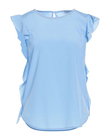 Woman Top Light blue Size 6 Silk, Elastane
