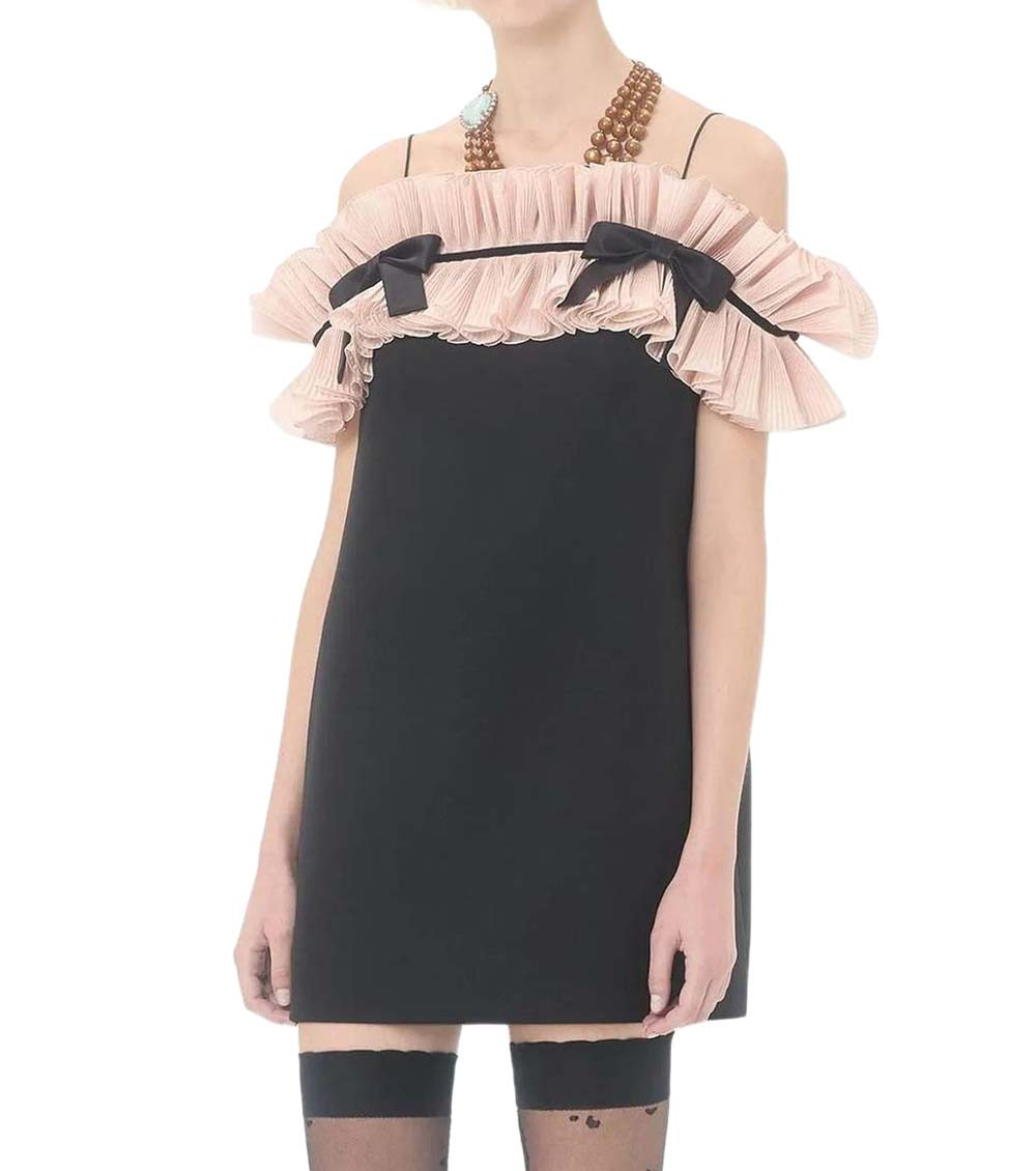 Black Crepe Sleeveless Mini Dress