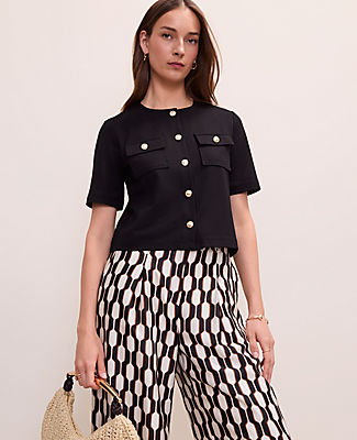 Ann Taylor The Crew Neck Jacket in Ponte