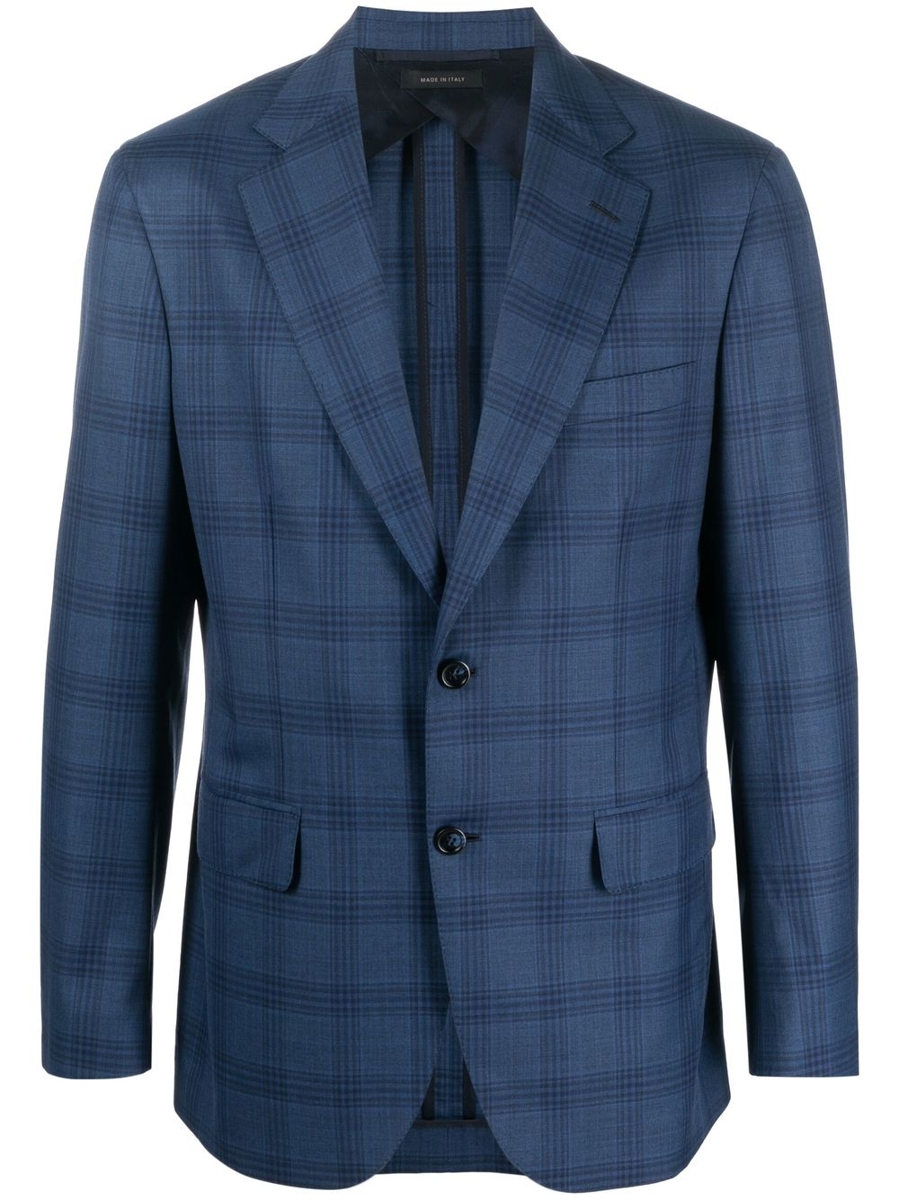 Plaid notched-lapels blazer - Blue