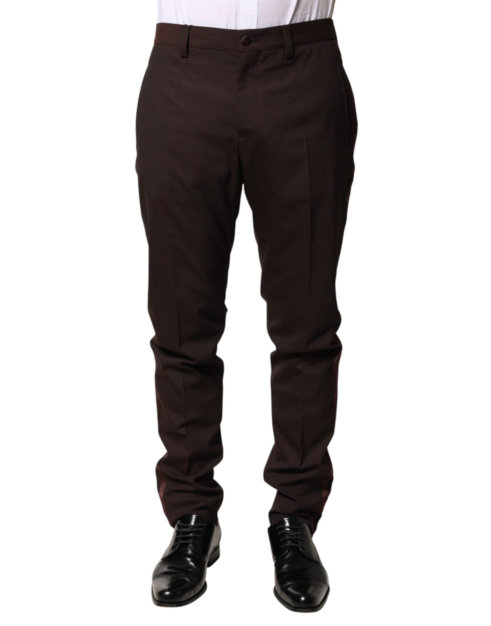 Formal Wool-Blend Trousers — Brown