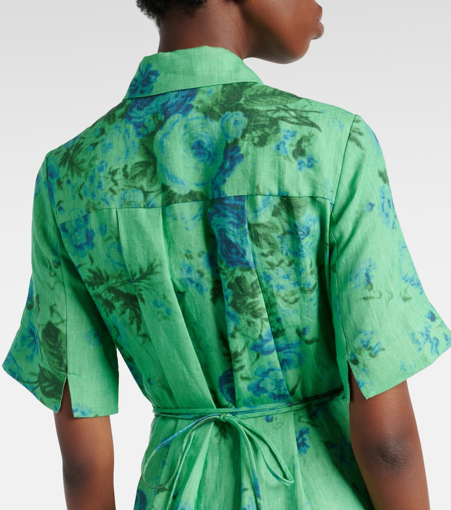 Floral linen shirt dress