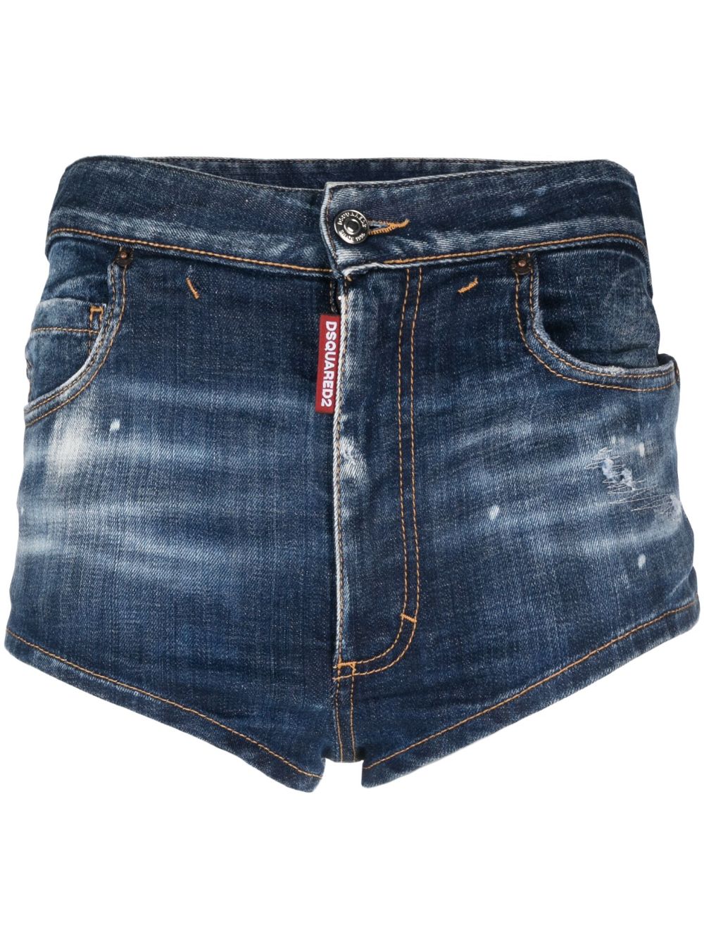 Logo-patch denim shorts - Blue
