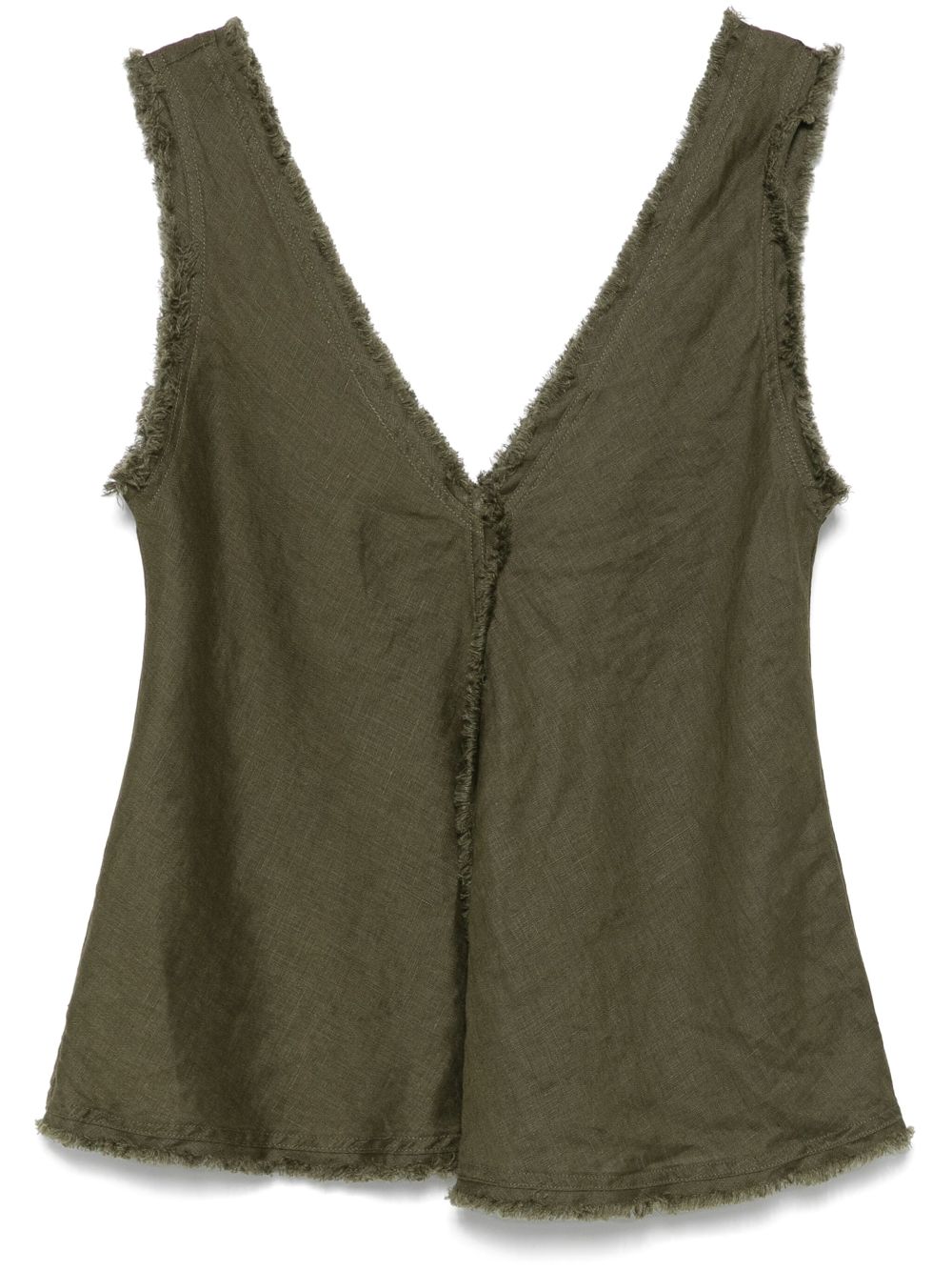 Frayed-brim top - Green