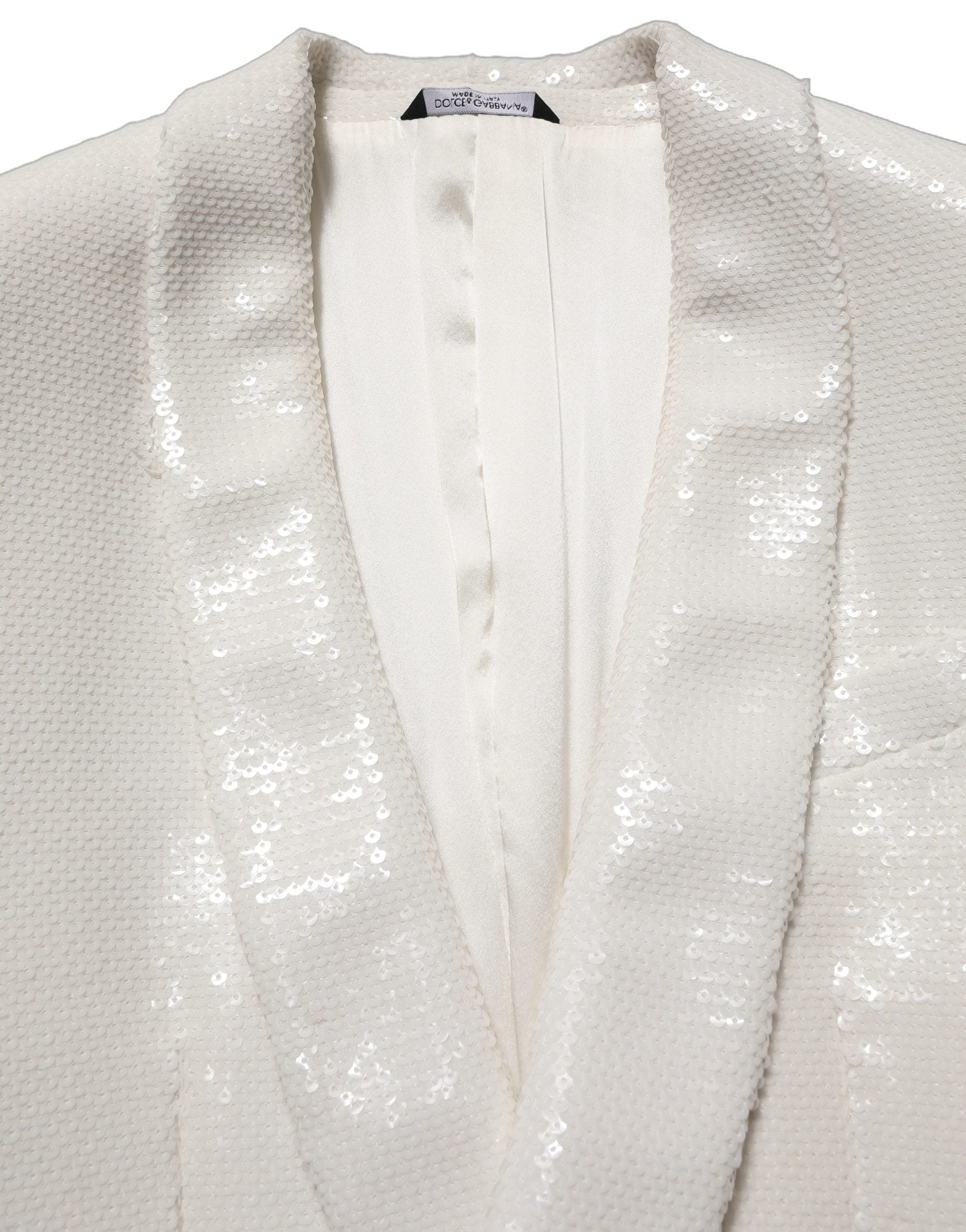 Sequin-Embellished Blazer — White