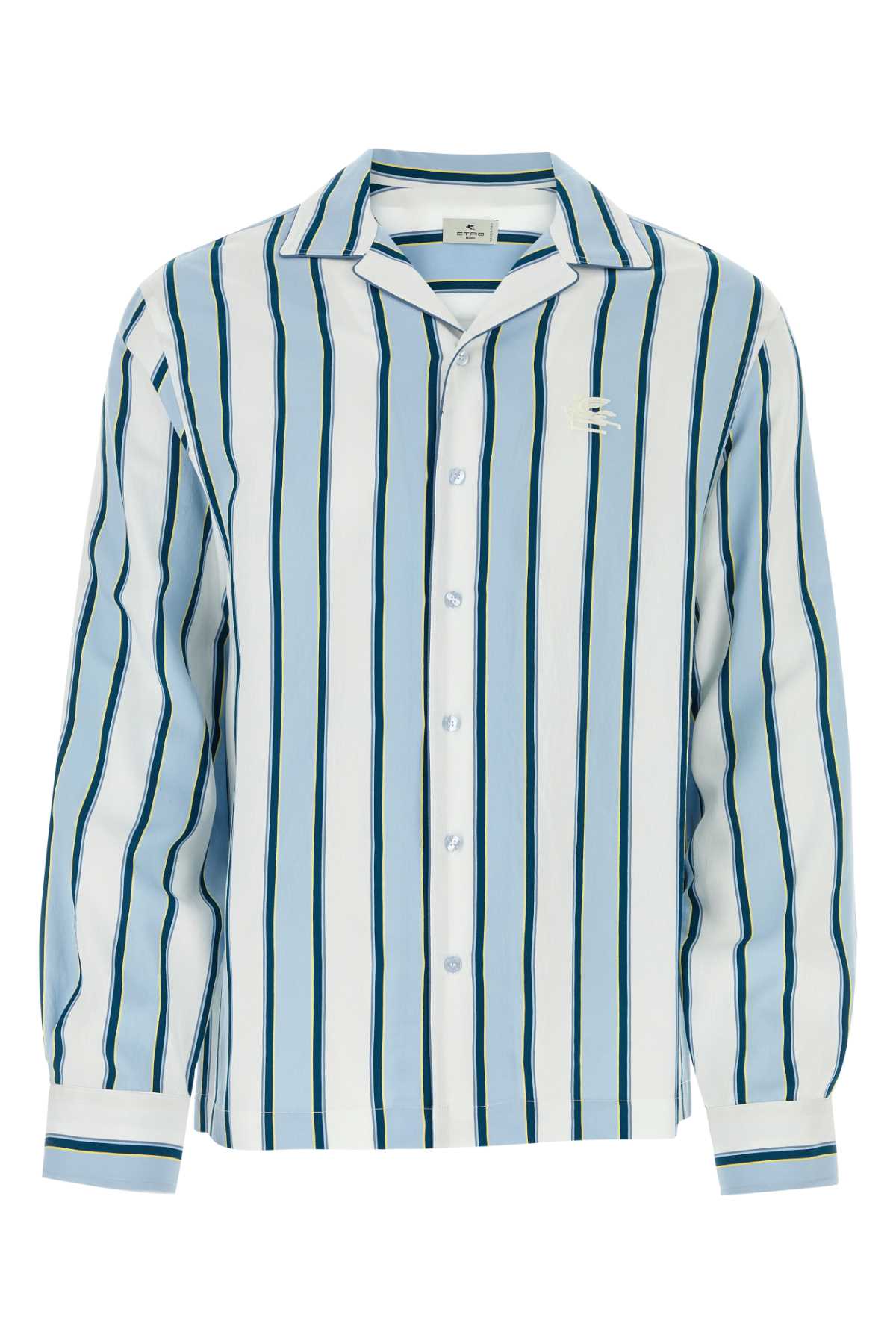 Striped Viscose-Nylon Shirt — Blue