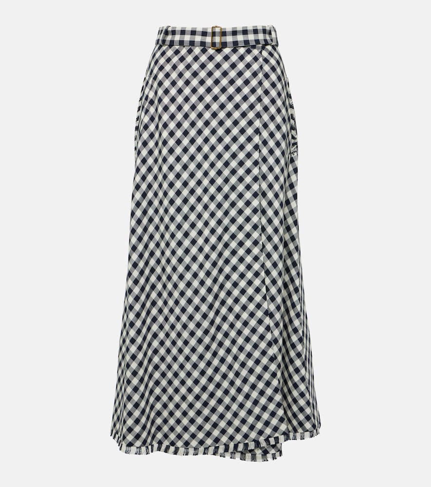 Gingham jacquard midi skirt