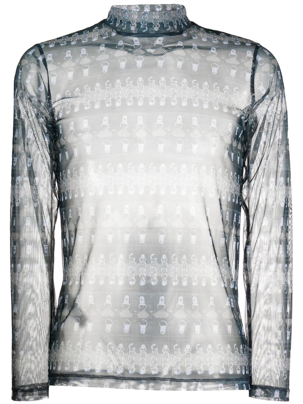 Semi-sheer graphic print shirt - Blue
