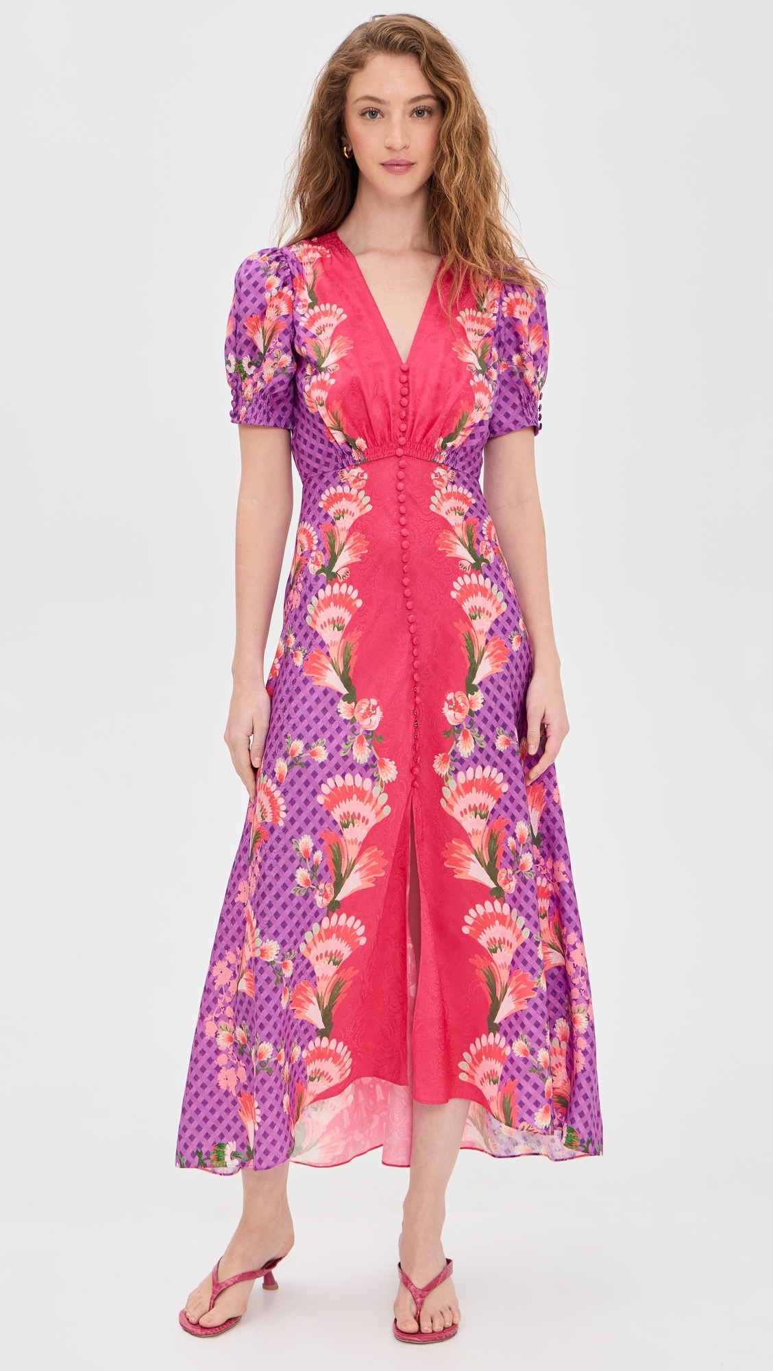 Lea Silk Dress Feather Raspberry Plmt