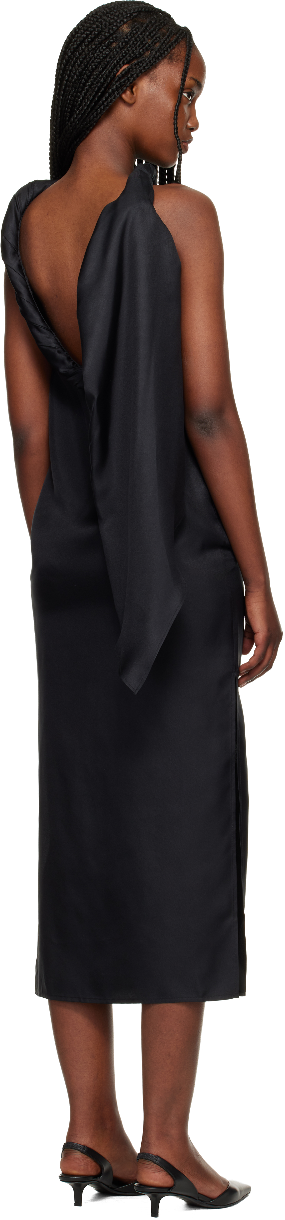 Black Susan Twisted Collar Maxi Dress
