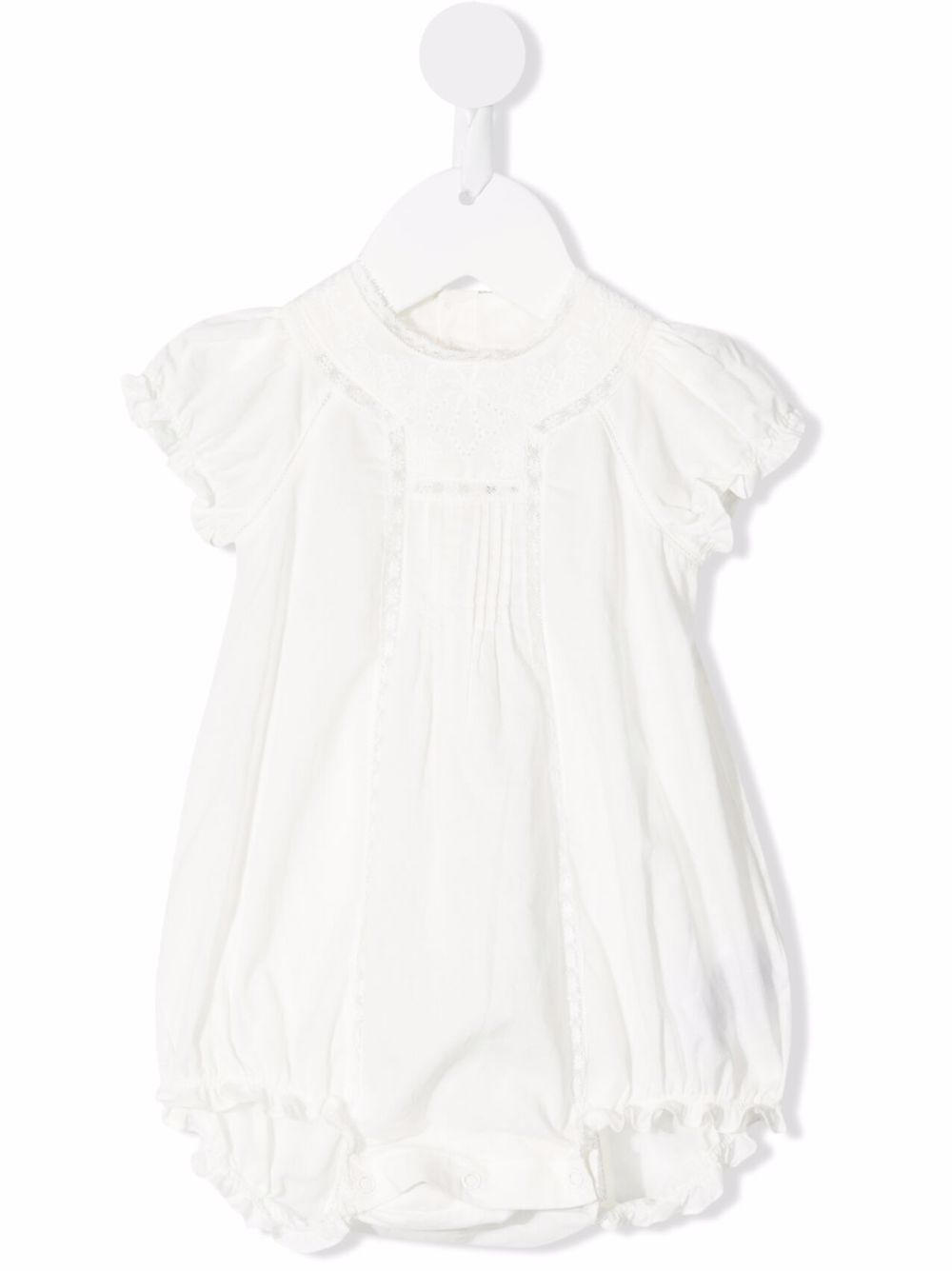 Embroidered cotton romper - White