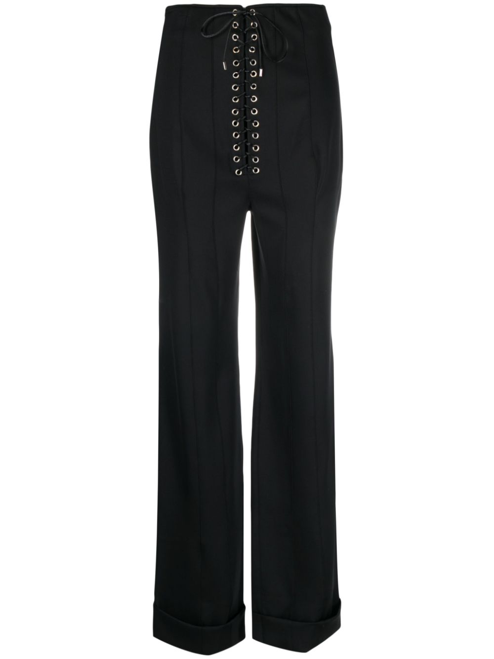 Tie-fastening high-waisted trousers - Black