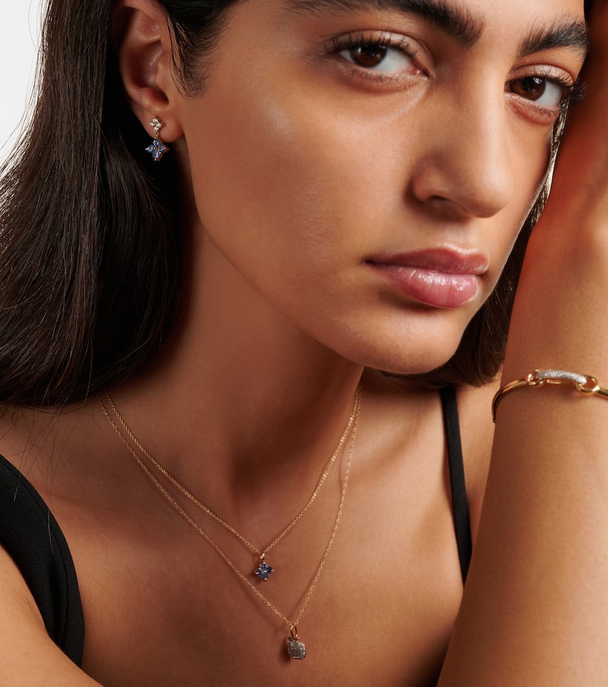 Luckiest Clover 10kt gold earrings with sapphire and diamond