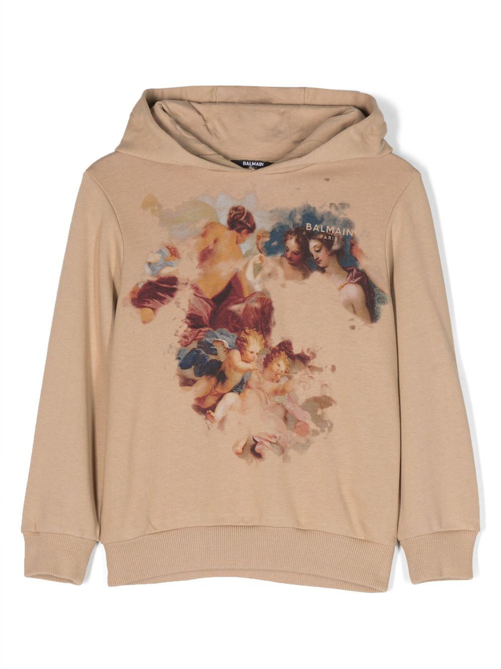 Graphic-print cotton hoodie - Neutrals