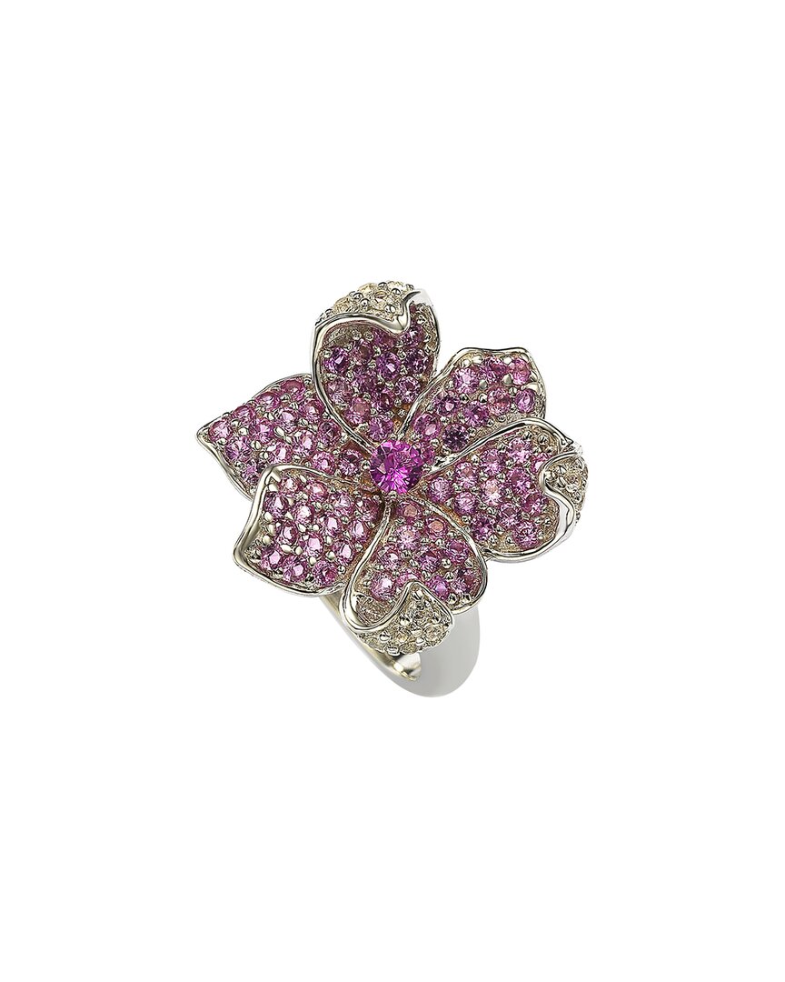 Silver 0.02 Ct. Tw. Diamond & Sapphire Ring