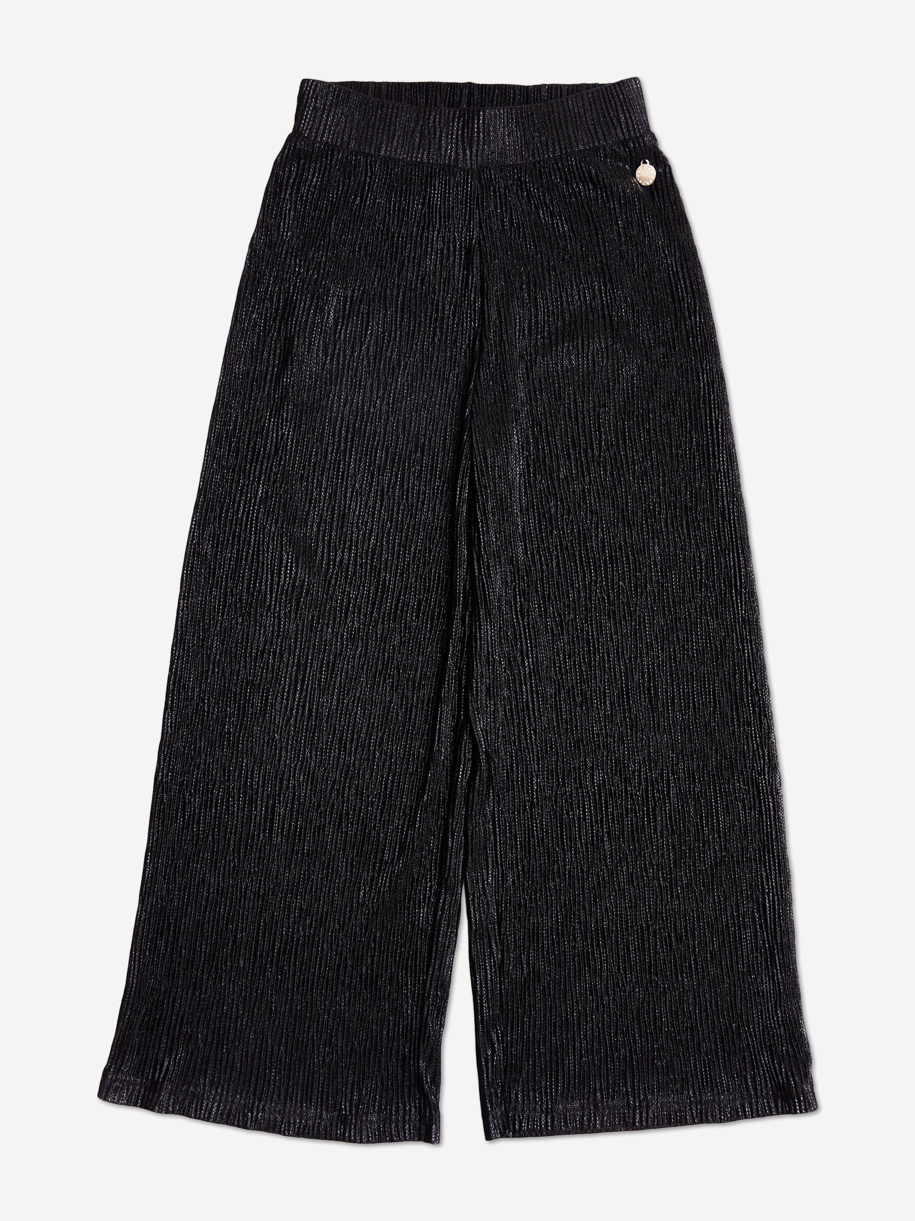 Girls Knitted Texture Flared Trousers in Black 10 Years By Childsplay Clothing