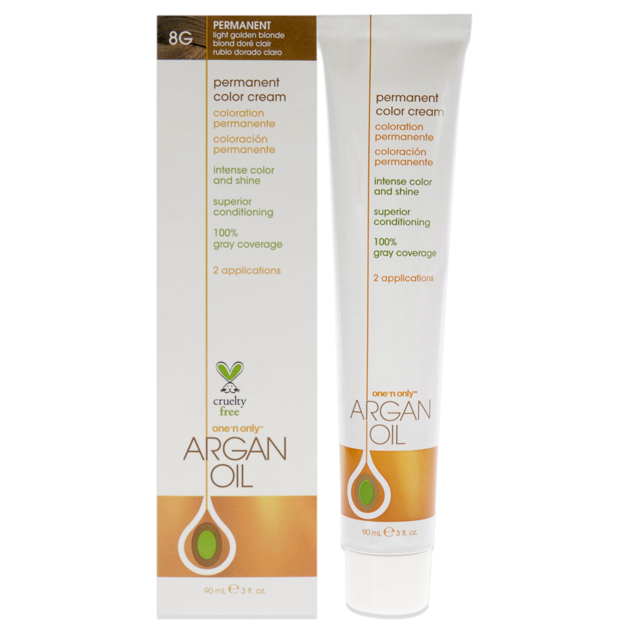 Argan Oil Permanent Color Cream - 8G Light Golden Blonde by for Unisex - 3 oz Hair Color