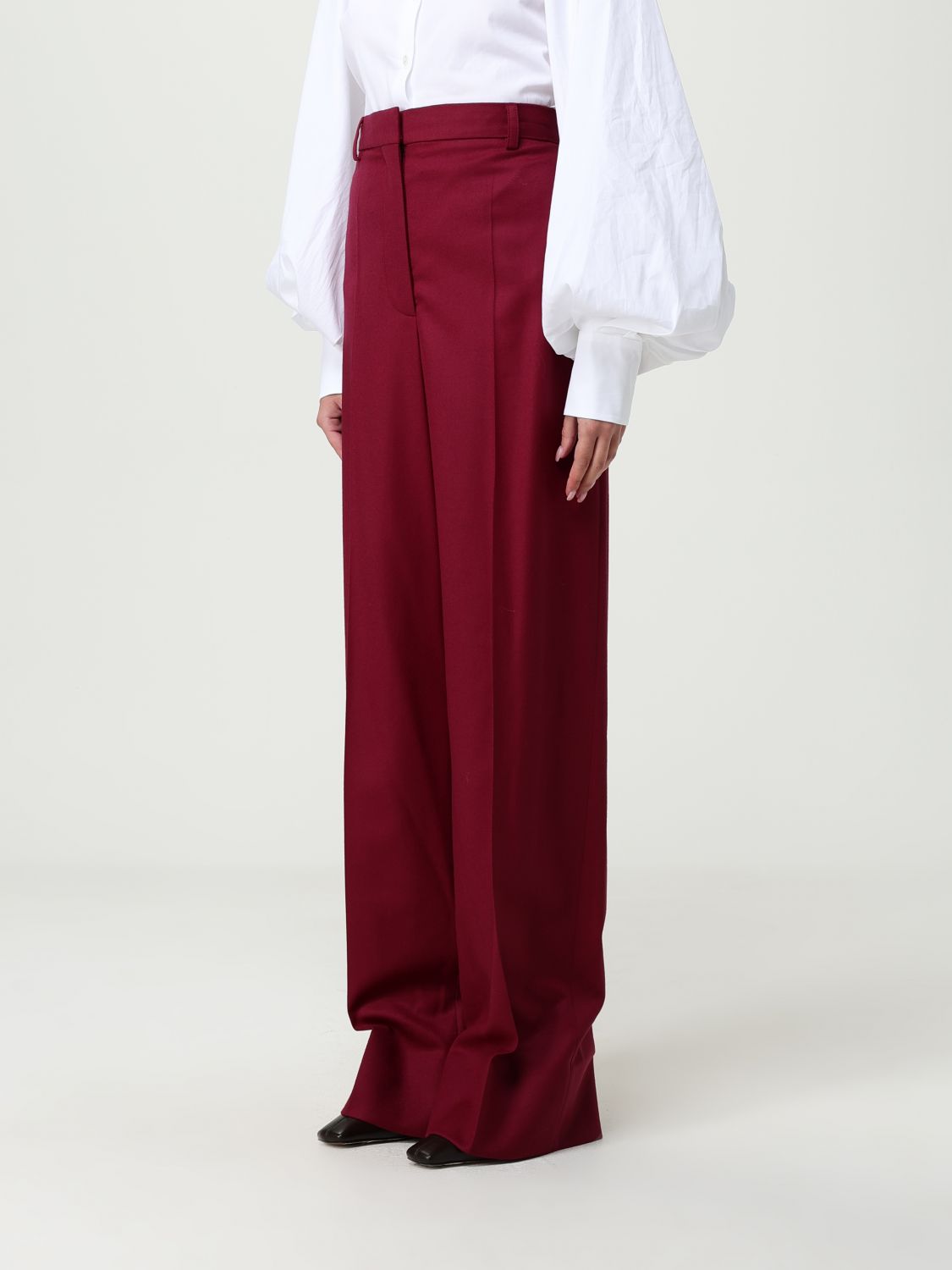 Wool high-waisted tailored trousers - Purple