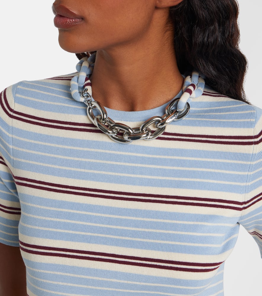 Chain-detail silk and cotton-blend top