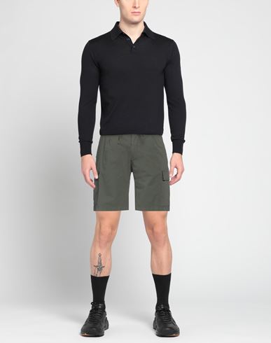 Man Shorts & Bermuda Shorts Military green Size 32 Cotton, Elastane