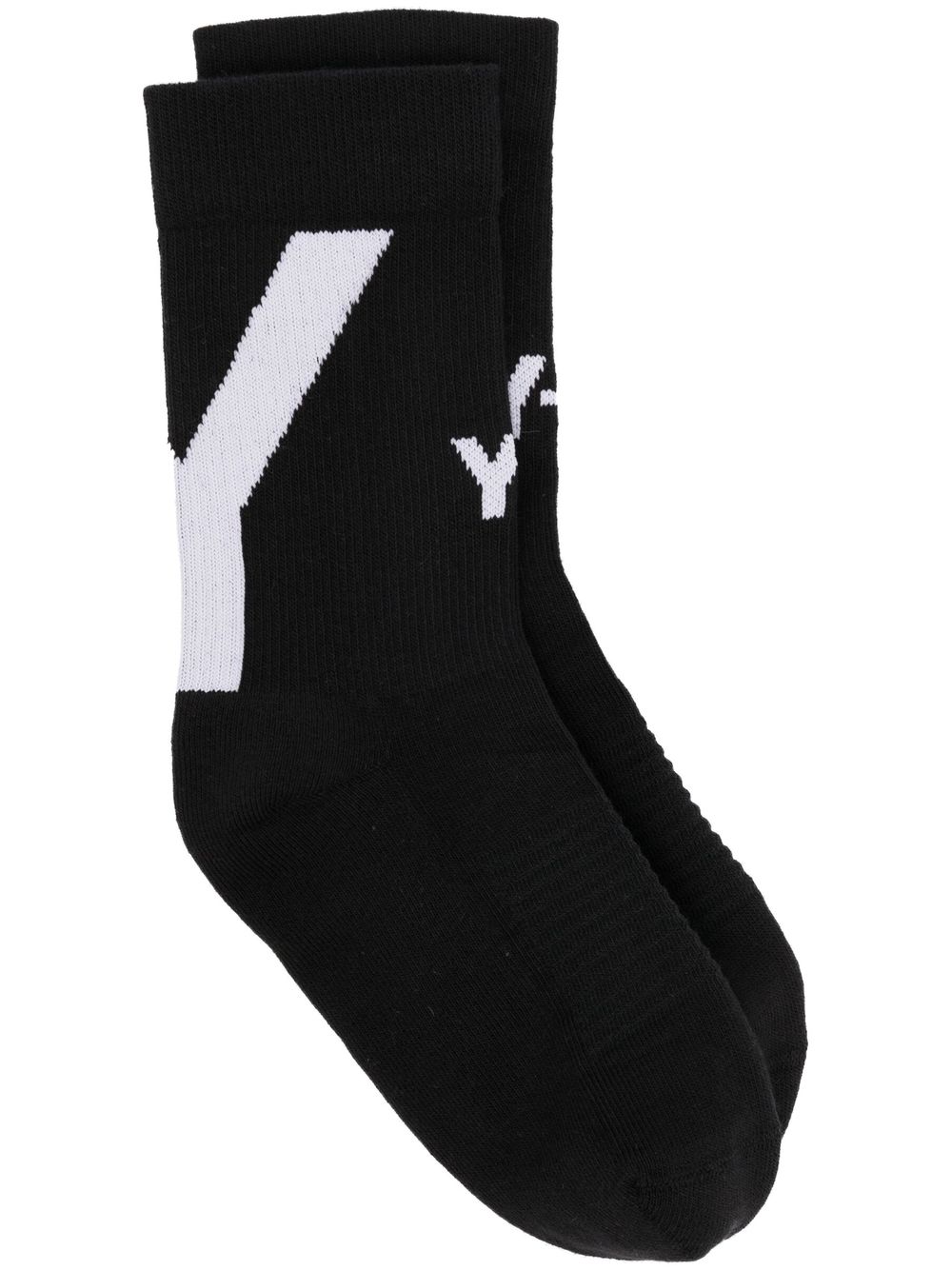 Intarsia-knit logo socks - Black