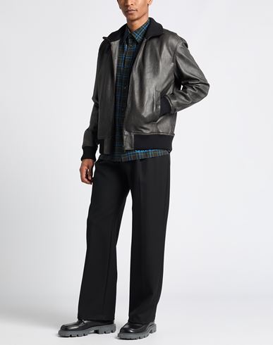 Man Jacket Charcoal Size 36 Lambskin, Wool, Acrylic, Polyamide, Elastane