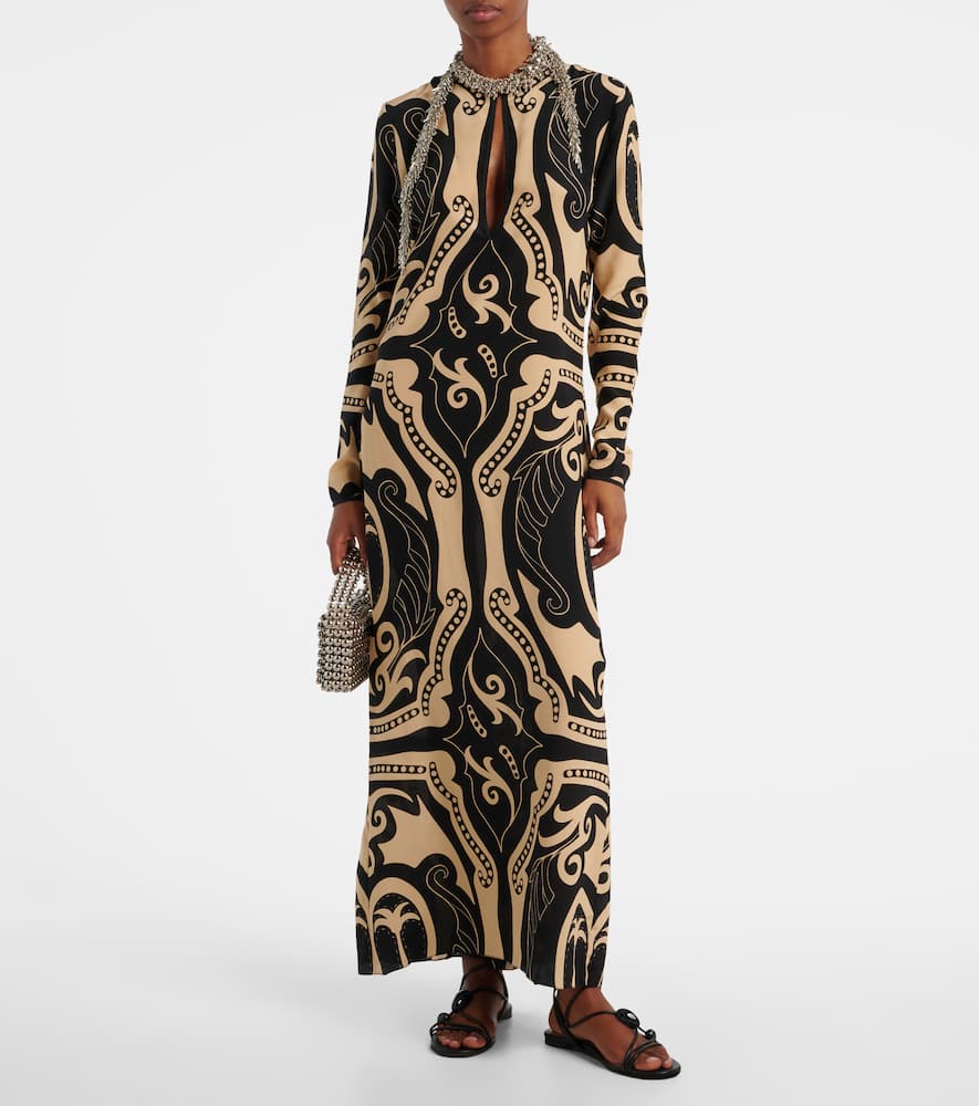 Printed silk maxi dress