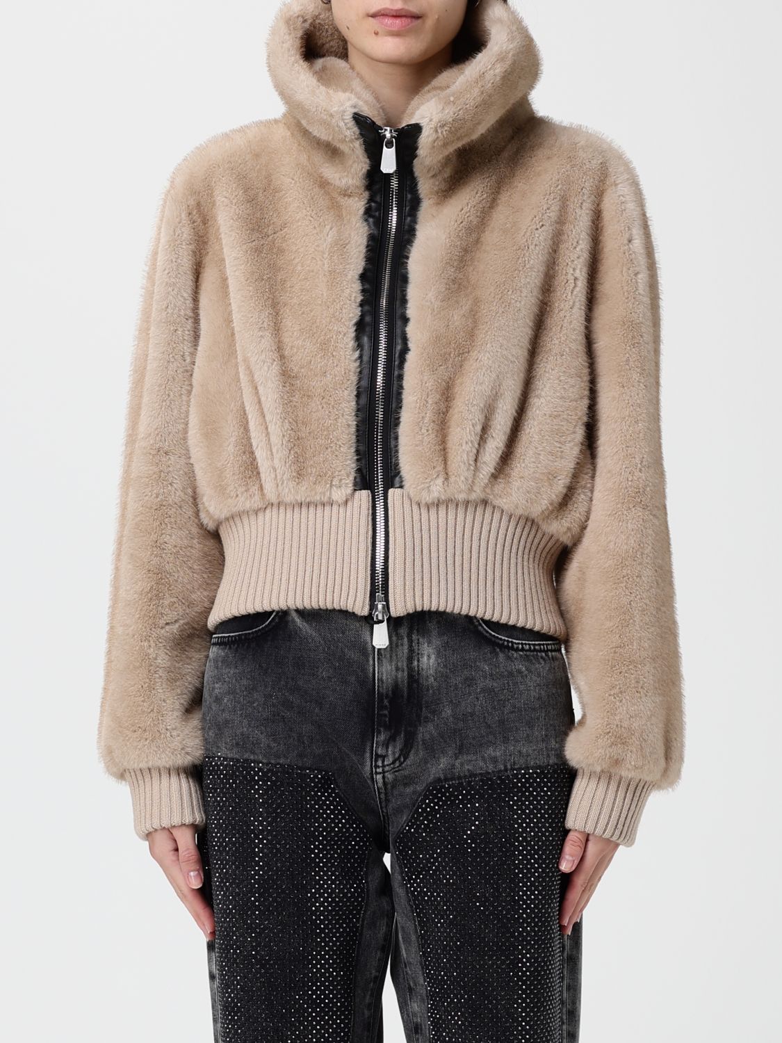 Fur Coat Woman color Beige