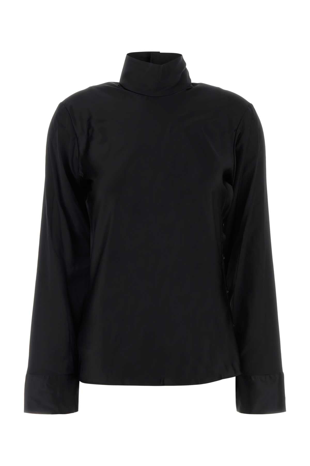 Viscose-Elastane Turtleneck Shirt — Black