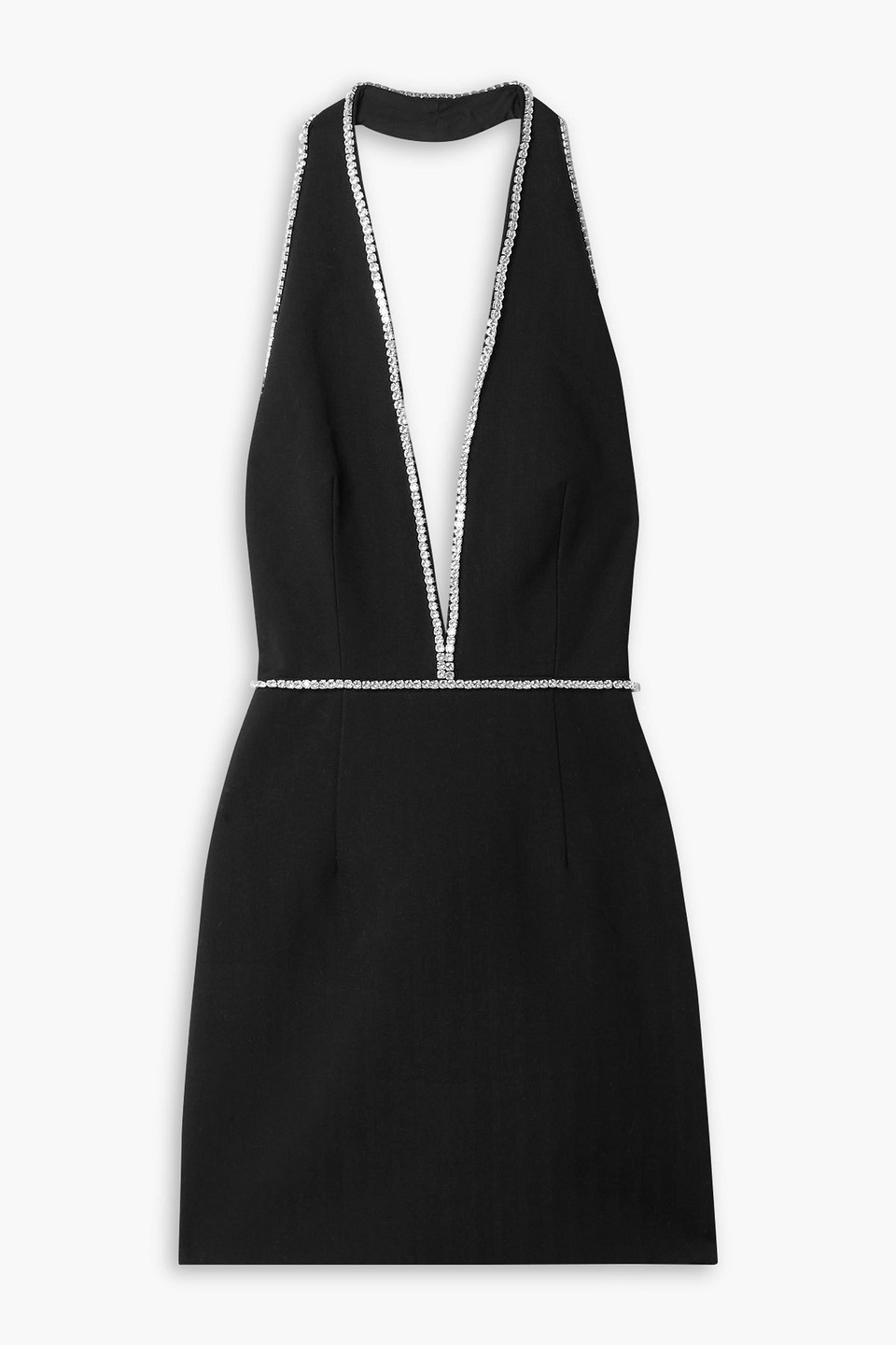 Crystal-embellished cady halterneck mini dress - Black - UK 10