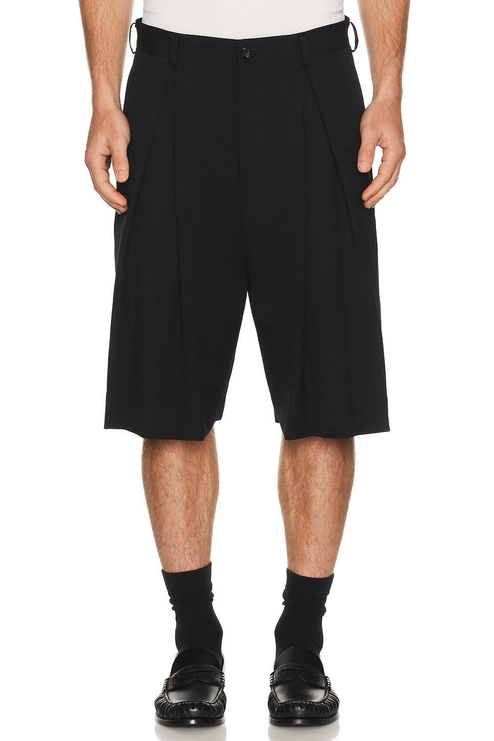 COMME des GARCONS BLACK Wool Tailored Shorts in Black - Black. L also in M, XL/1X