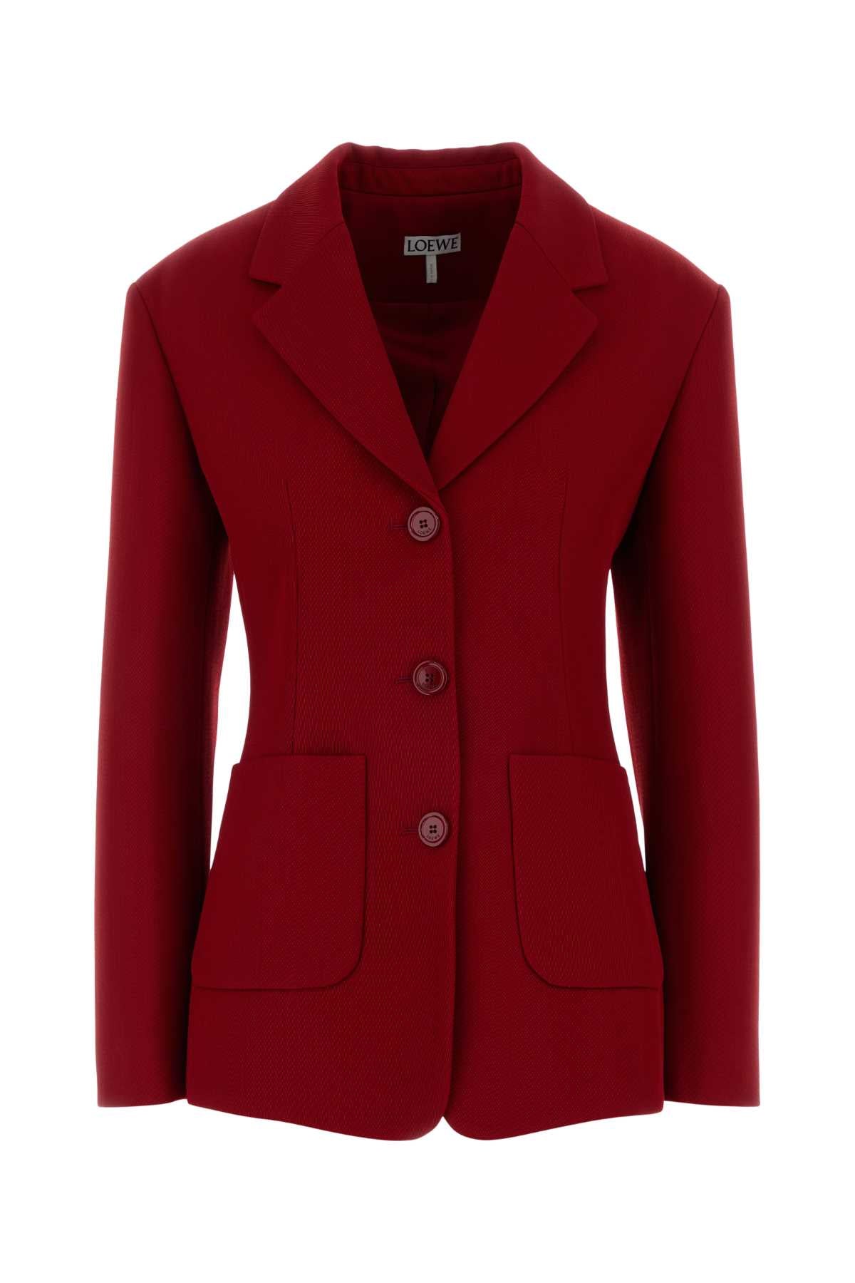 Wool Blend Blazer — Red