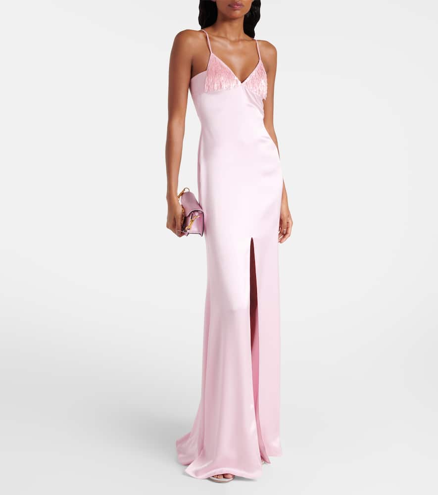 Sequined satin gown