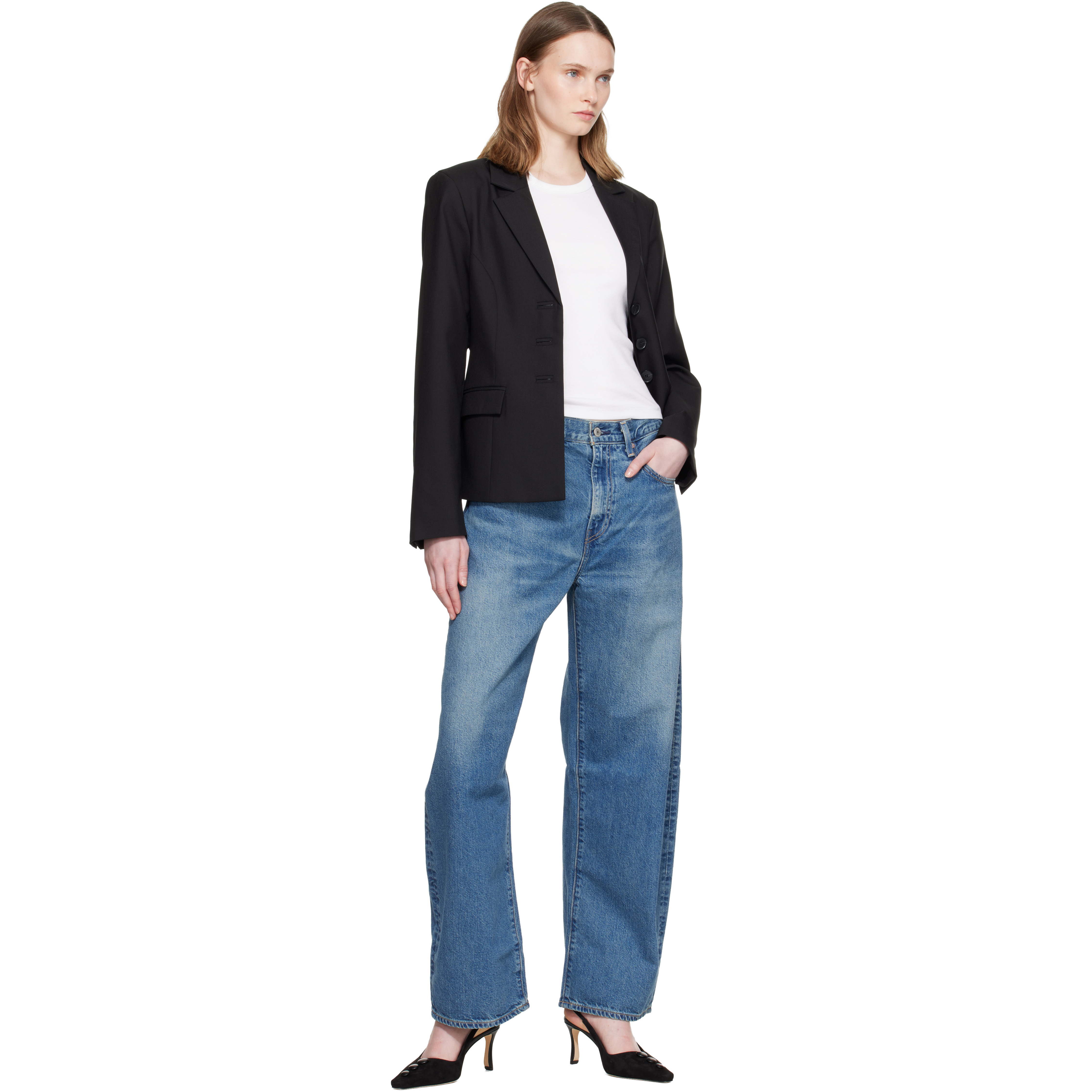 Blue Drop Barrel Jeans