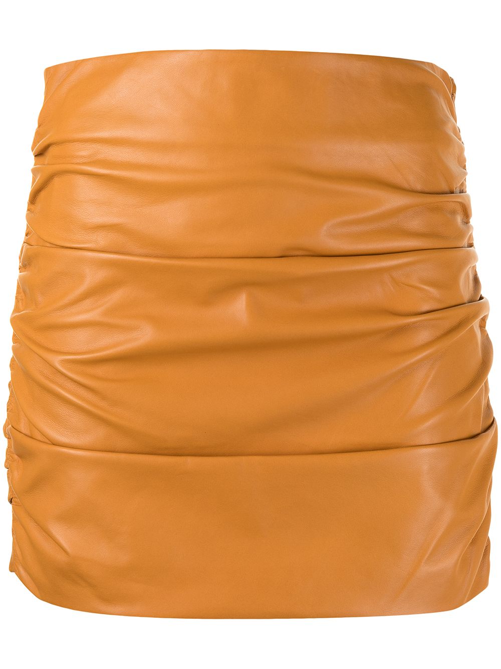 Ruched leather mini skirt - Orange