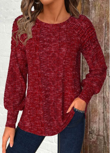 Modlily Green Long Sleeve Round Neck T Shirt