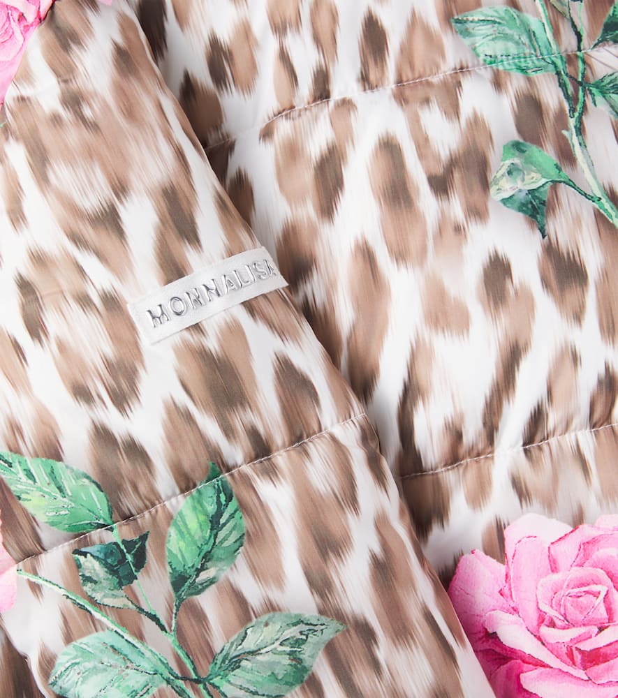 Floral leopard-print puffer jacket