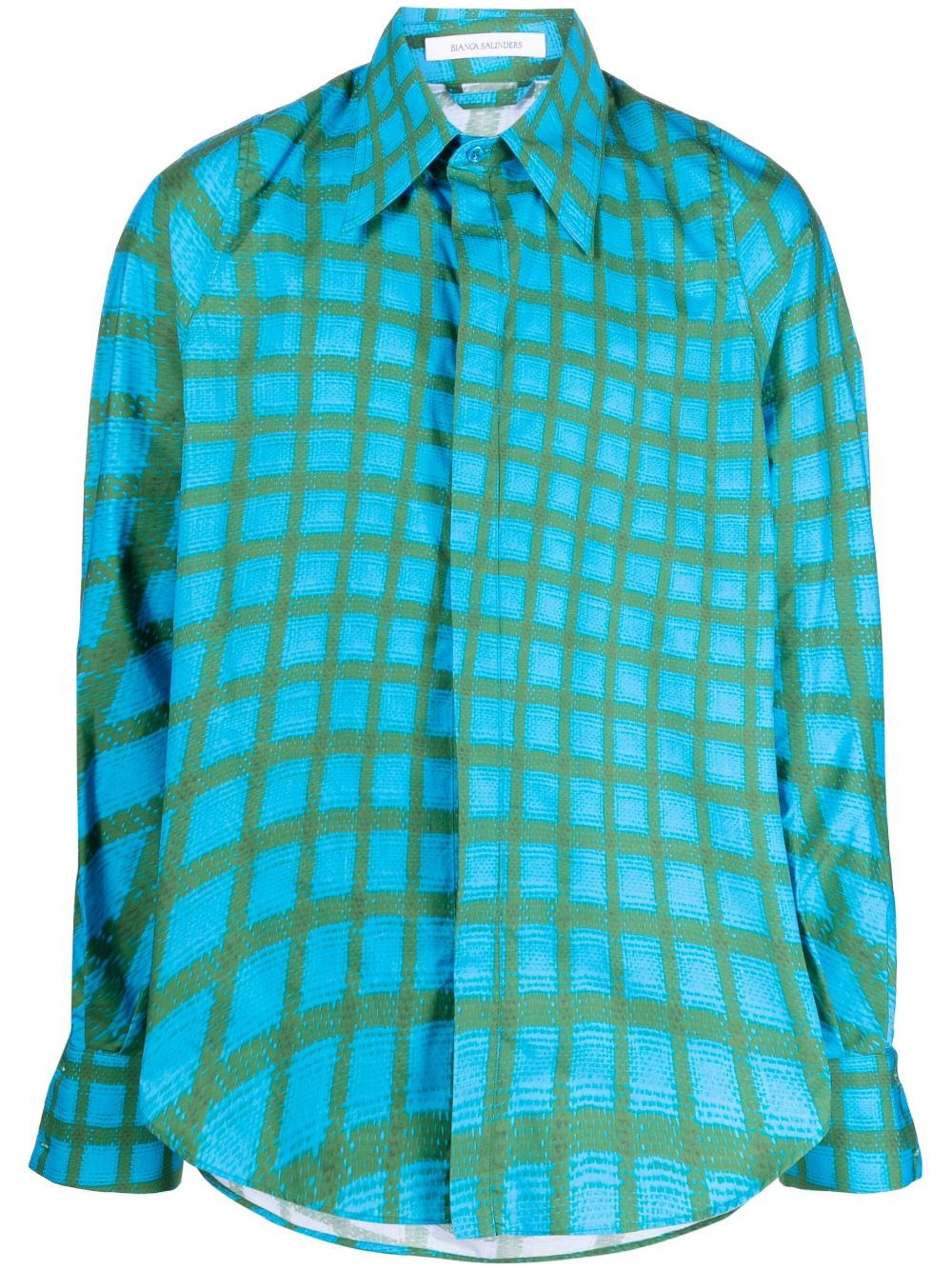 Abstract-print cotton shirt - Blue