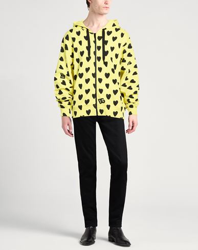 Man Sweatshirt Yellow Size 40 Cotton, Elastane