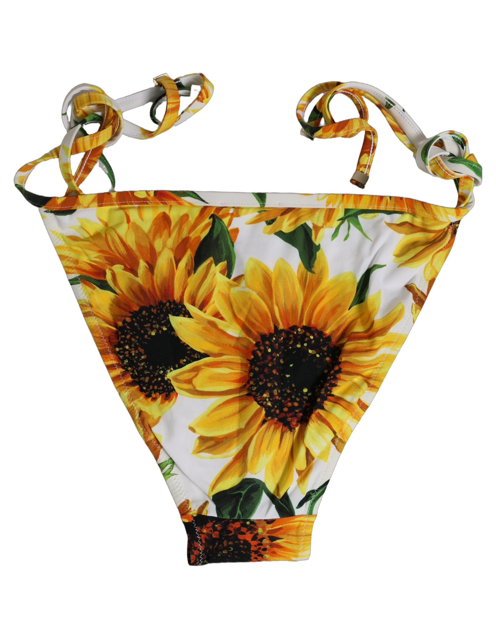 Sunflower-Print Bikini Bottom — White