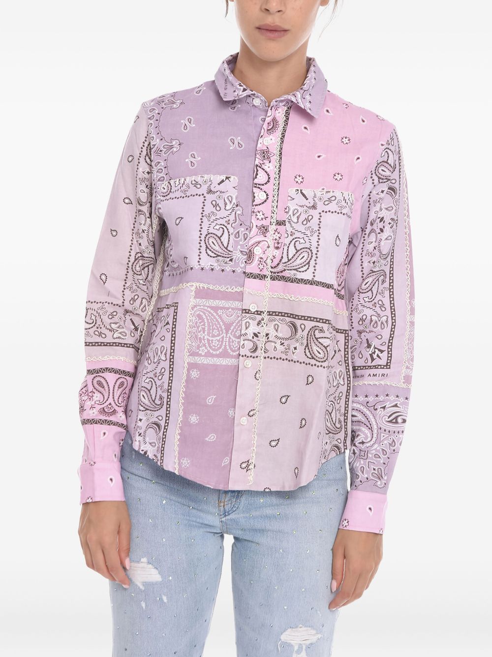 Paisley-print cotton shirt - Pink